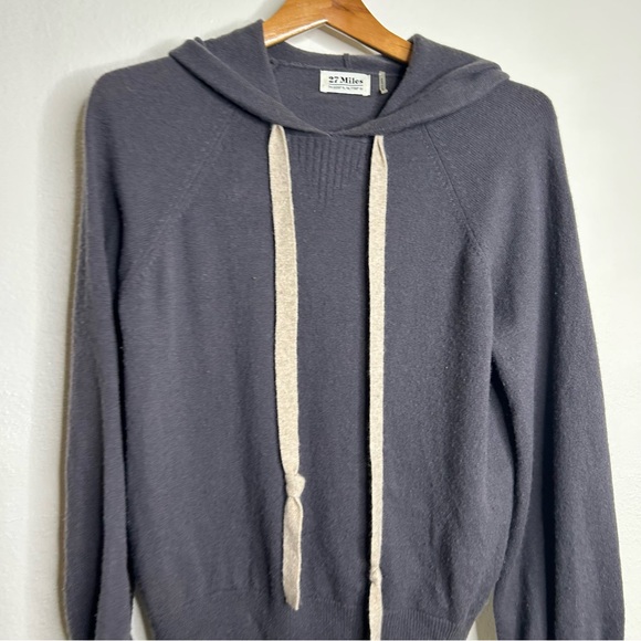 27 Miles 100% Cashmere Oversized Hooded Knit Sweatshirt Sweater Size XS - Picture 6 of 12